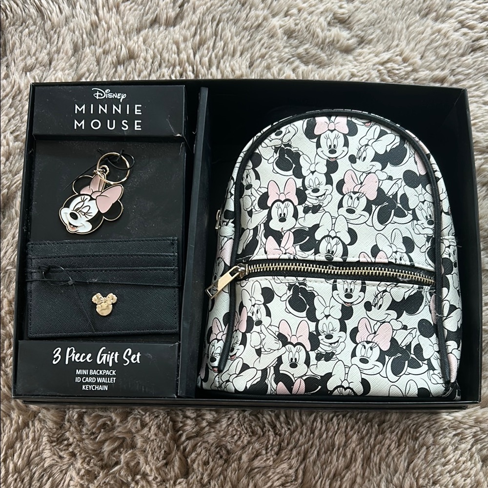 Disney Minnie Mouse Kids Backpack Gift Set - Black and Pink